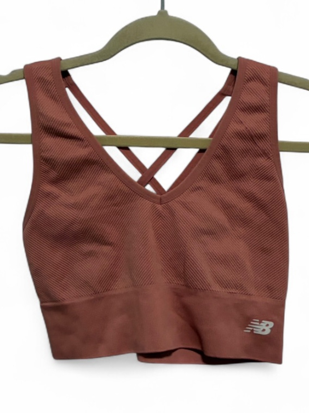 New Balance Dusty Pink Crisscross Back Seamless Unlined Sports Bra